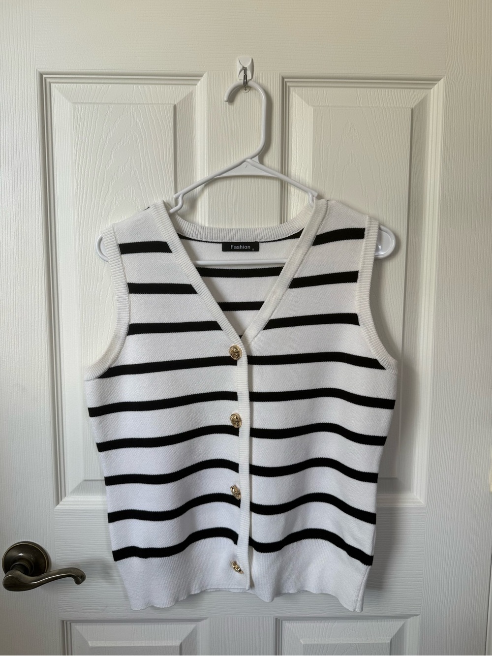Black & White Striped Knit Vest